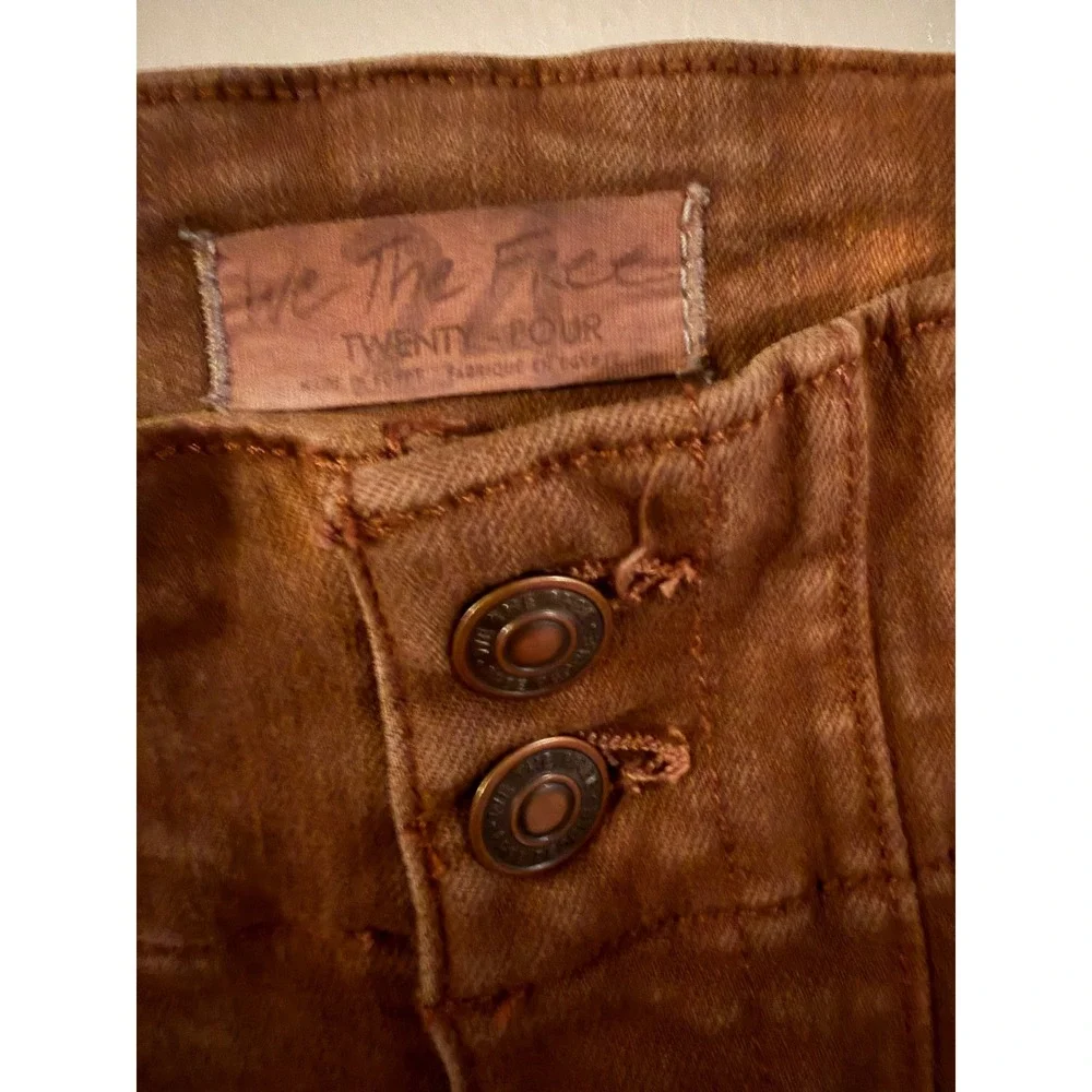 Free People We The Free Just Float On Flare Jeans Brown Tie Dye High Rise 24